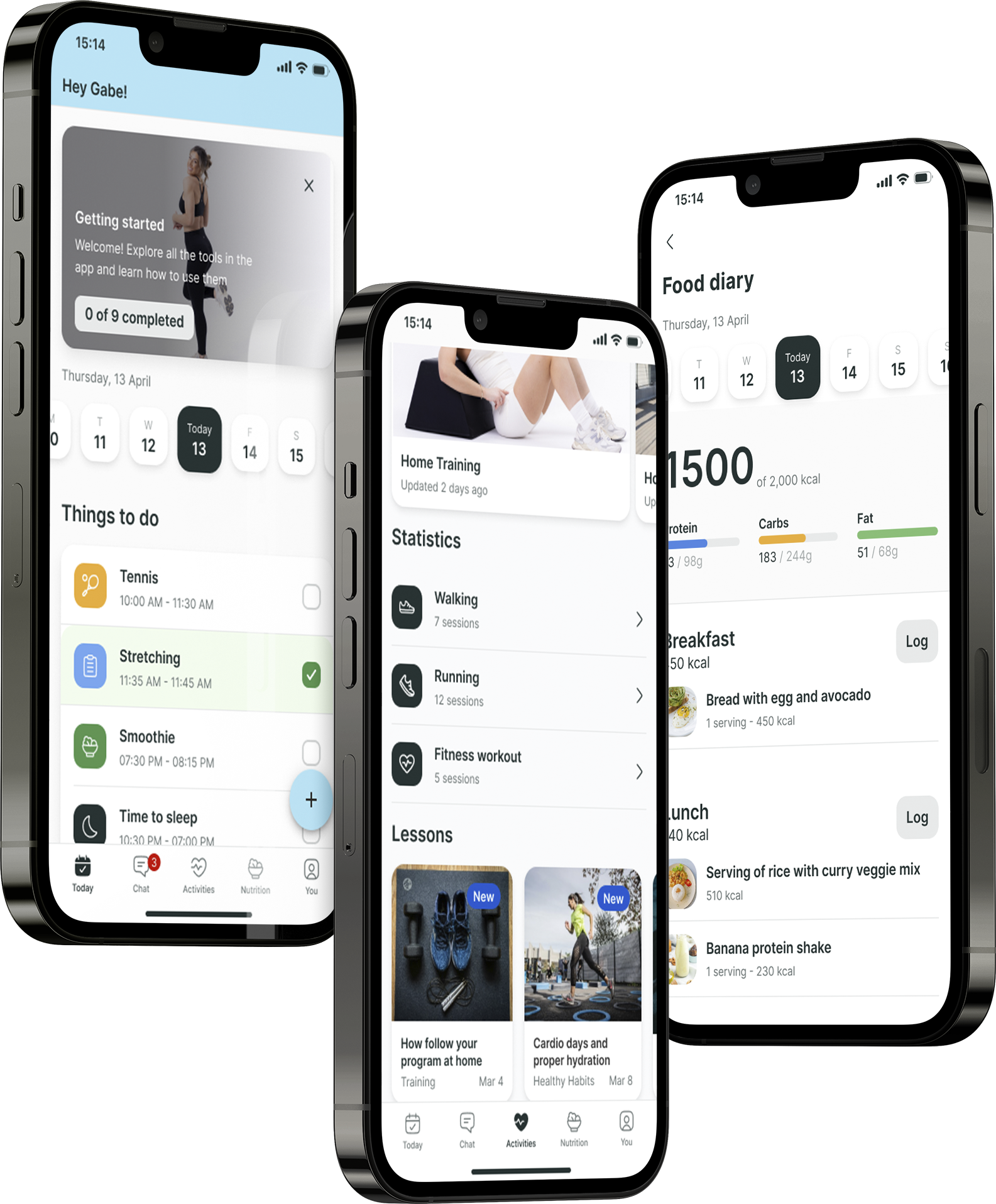 A mockup of the coaching app showcasing the features.